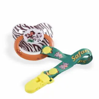 Rearz Safari Pacifier with Clip Monkey and Zebra